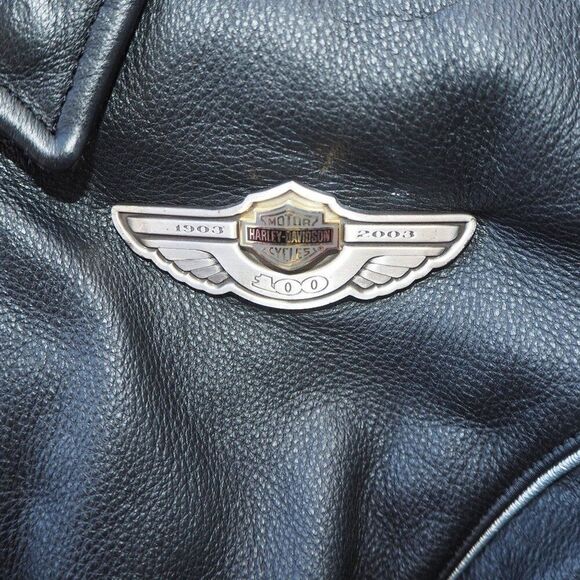 Harley Davidson 03 Vintage 100th Anniversary Motorcycle Leather Jacket Women's S - Picture 6 of 9
